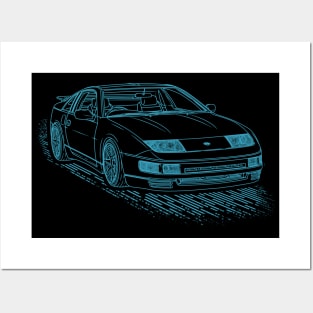 Nissan 300ZX Fairlady Z Lineart Blueprint Posters and Art